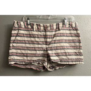 Merona Womens 100% Cotton shorts Size 12 Gray Pink Cream button Zipper